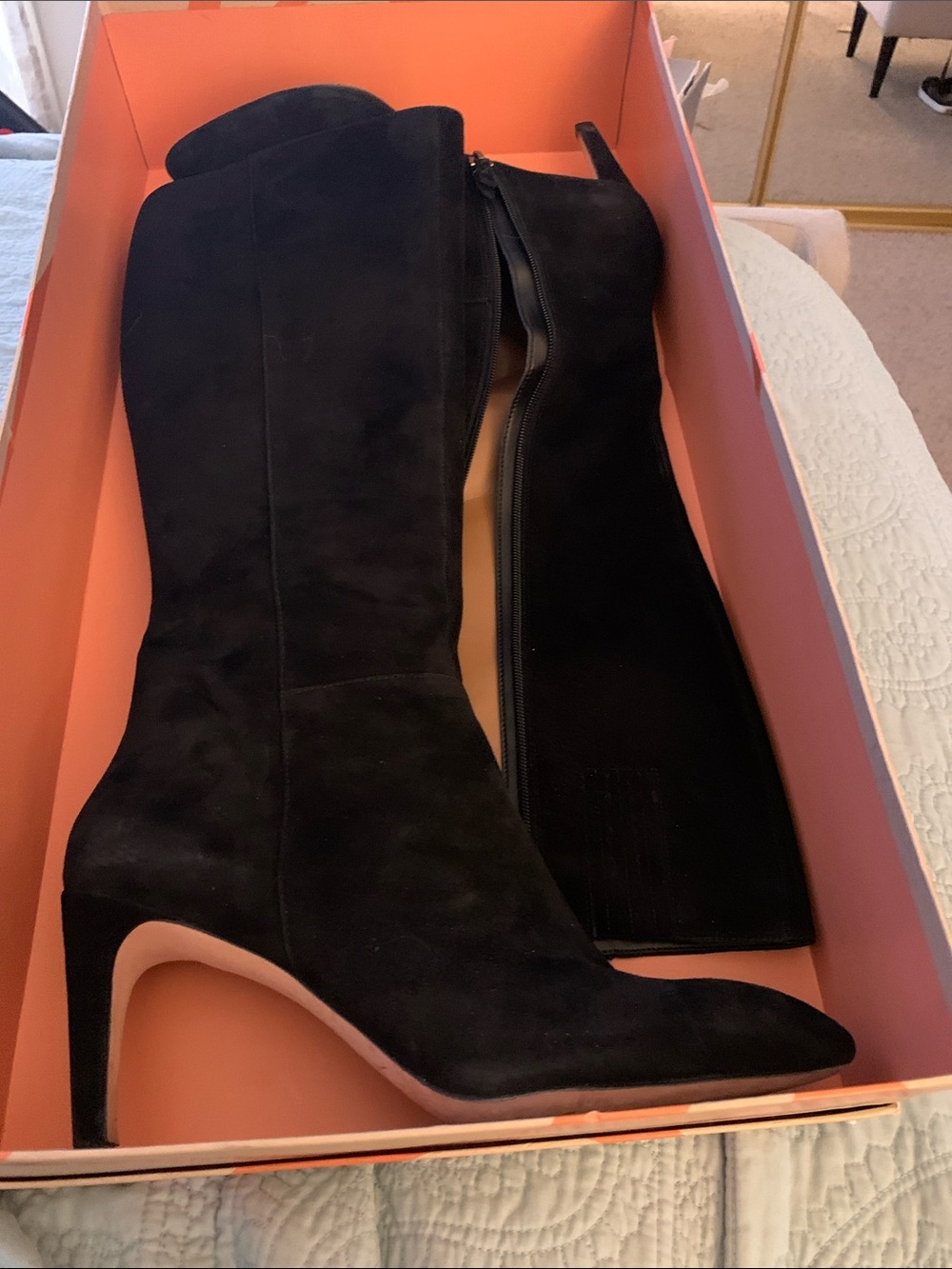 Via Spiga Black Suede Pointed-Toe Boots